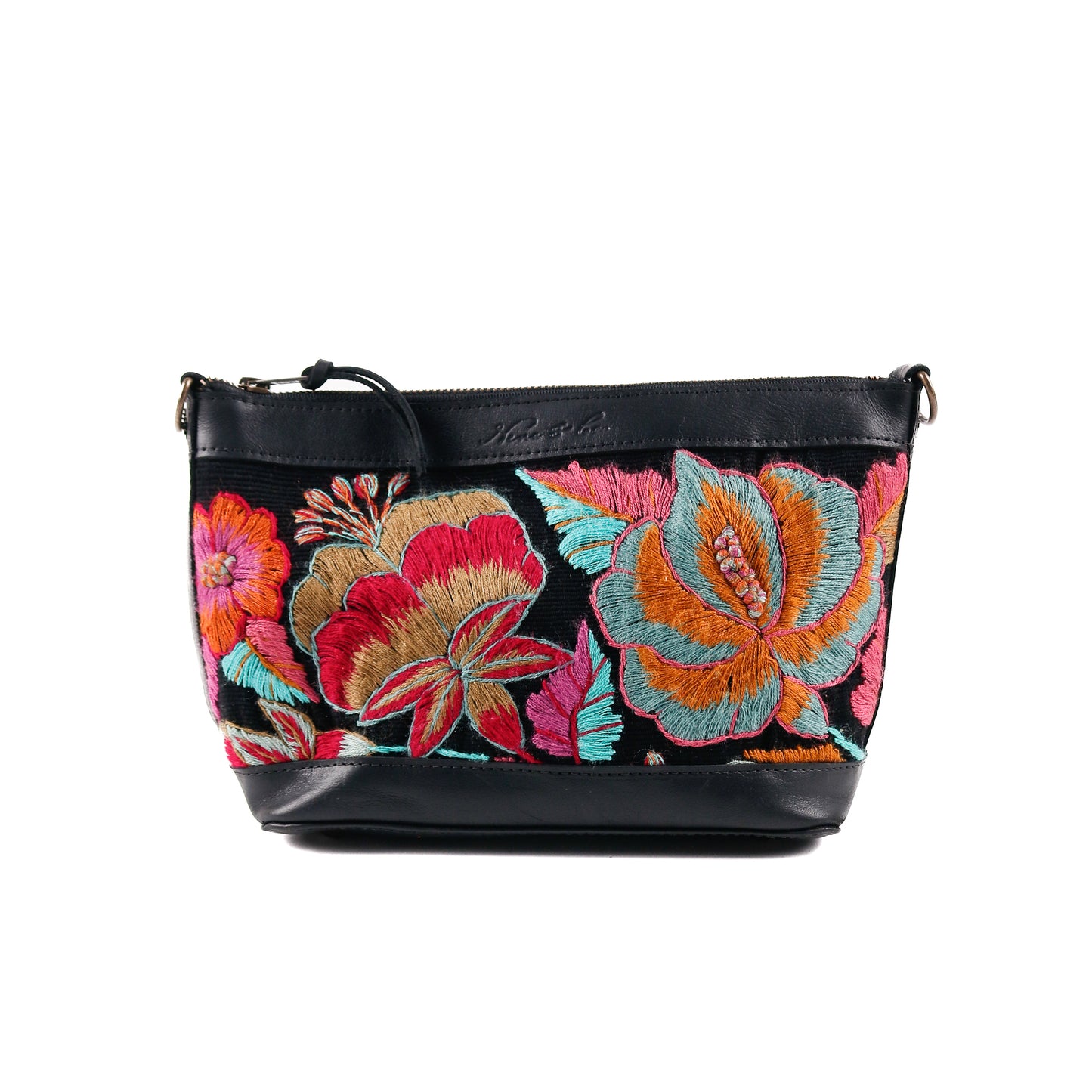 PERFECT NENITA - EMBROIDERED BLOOMS - BLACK LEATHER - NO. 12769