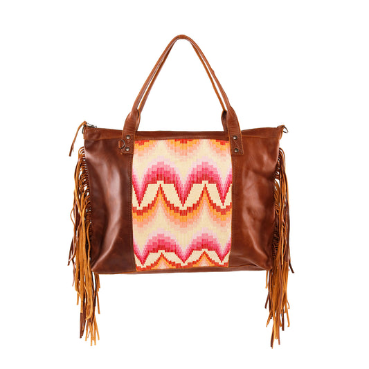 PERFECT FRINGE TOTE - H&S PANEL - CAFE - NO. 12828