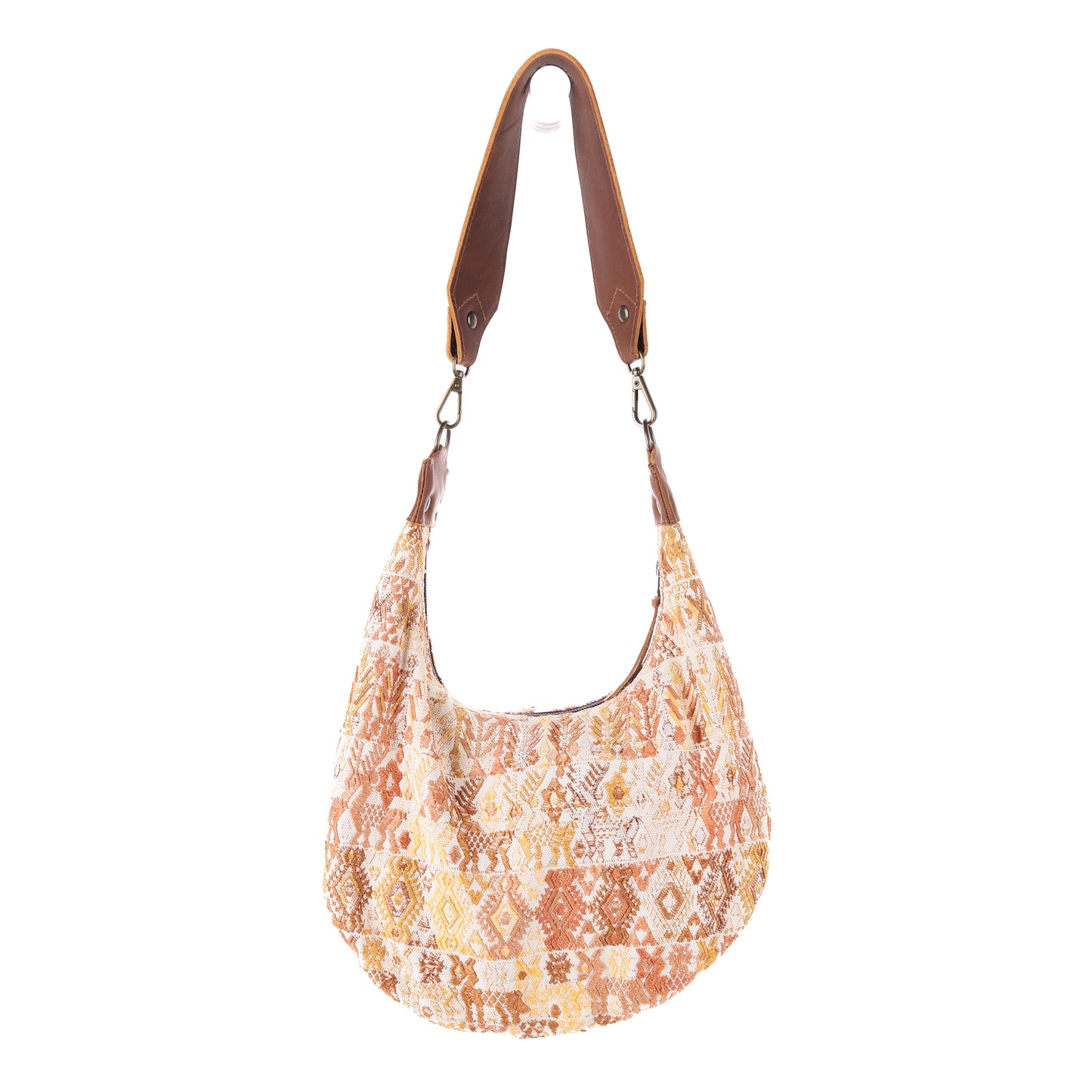 BOHO SADDLE BAG - OOAK HUIPIL - CAFE - NO. 13533