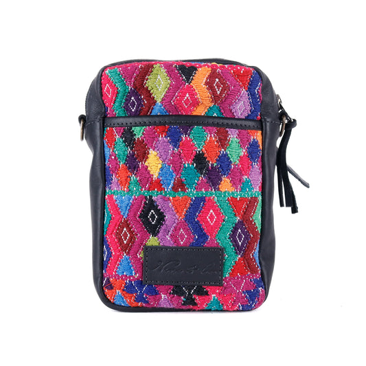 CROSSBODY TRAVEL BAG - OOAK HUIPIL - BLACK - NO. 13974