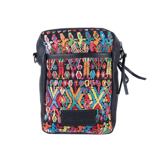 CROSSBODY TRAVEL BAG - OOAK HUIPIL - BLACK - NO. 13977