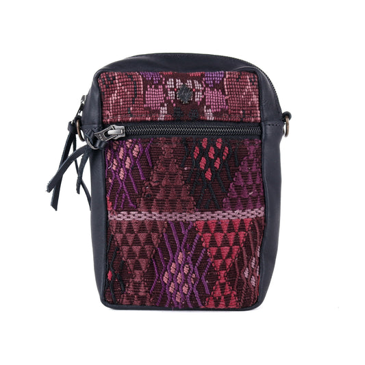 CROSSBODY TRAVEL BAG - OOAK HUIPIL - BLACK - NO. 13978
