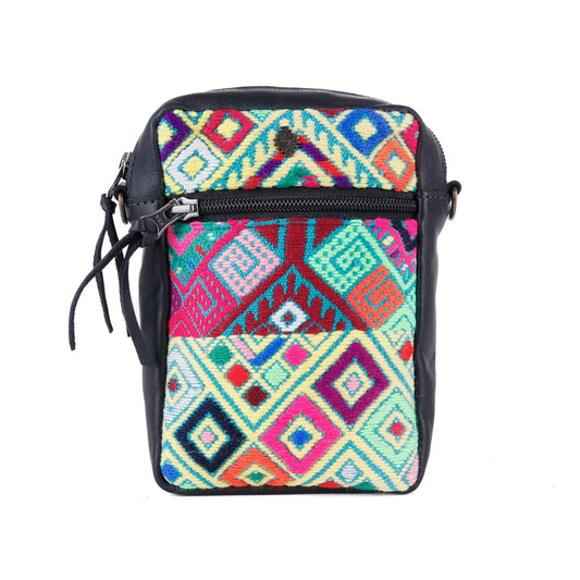 CROSSBODY TRAVEL BAG - OOAK HUIPIL - BLACK - NO. 13979