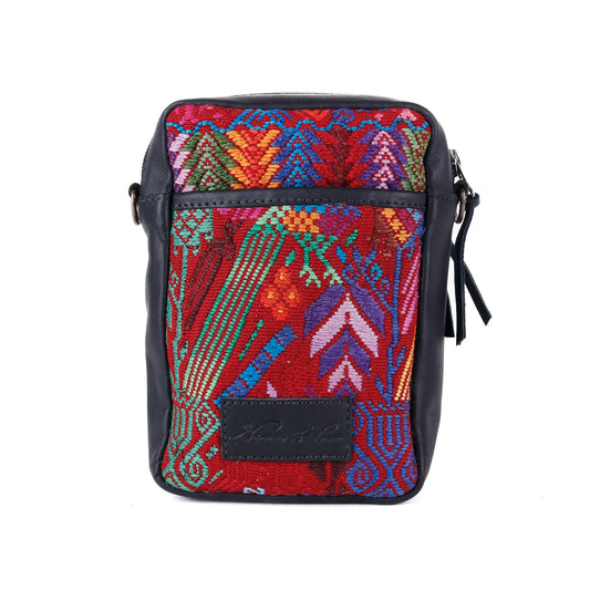 CROSSBODY TRAVEL BAG - OOAK HUIPIL - BLACK - NO. 13983