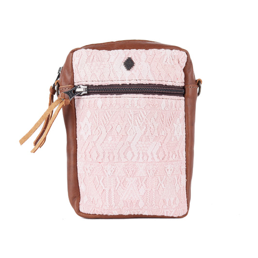 CROSSBODY TRAVEL BAG - OOAK HUIPIL - CAFE - NO. 13984