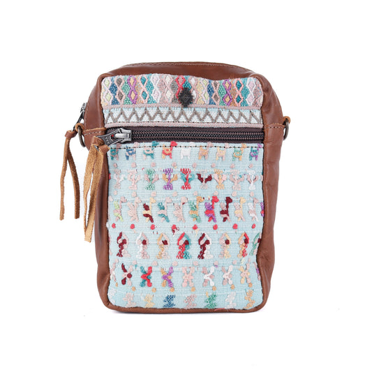 CROSSBODY TRAVEL BAG - OOAK HUIPIL - CAFE - NO. 13989