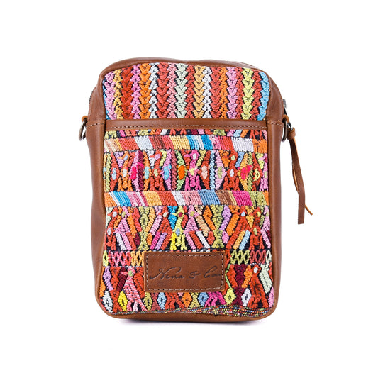 CROSSBODY TRAVEL BAG - OOAK HUIPIL - CAFE - NO. 13992
