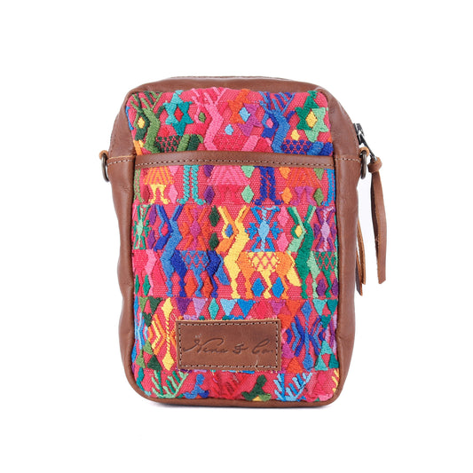 CROSSBODY TRAVEL BAG - OOAK HUIPIL - CAFE - NO. 13994
