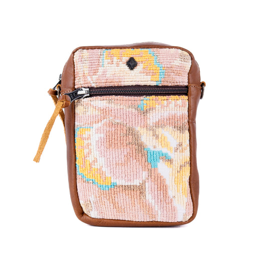 CROSSBODY TRAVEL BAG - OOAK HUIPIL - CAFE - NO. 13995