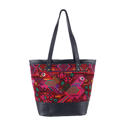 CADIZ TOTE - OOAK HUIPIL - BLACK - NO. 14036