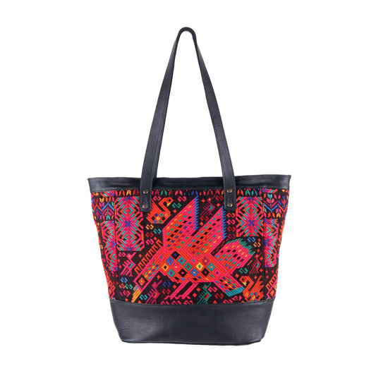 CADIZ TOTE - OOAK HUIPIL - BLACK - NO. 14038