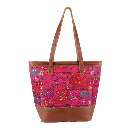 CADIZ TOTE - OOAK HUIPIL - CAFE - NO. 14042