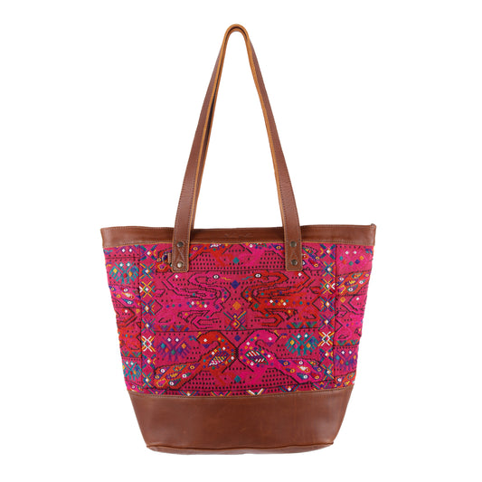 CADIZ TOTE - OOAK HUIPIL - CAFE - NO. 14042