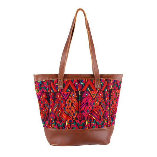 CADIZ TOTE - OOAK HUIPIL - CAFE - NO. 14043