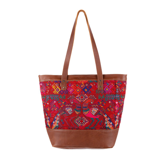 CADIZ TOTE - OOAK HUIPIL - CAFE - NO. 14048