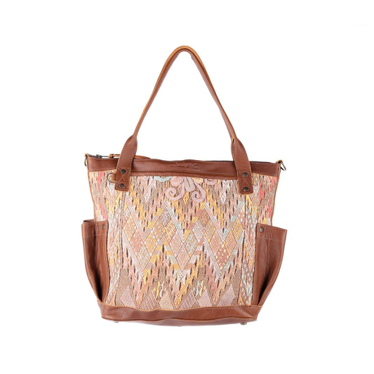 THE MEDIUM PERFECT BAG - OOAK HUIPIL - CAFE - NO. 14284