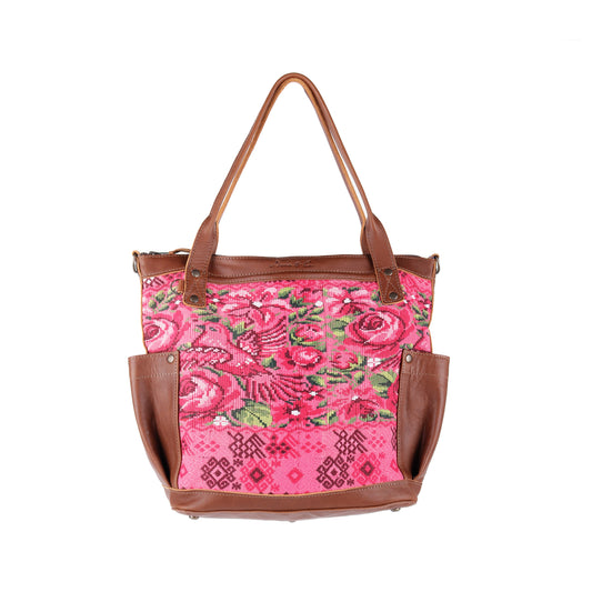 THE MEDIUM PERFECT BAG - OOAK HUIPIL - CAFE - NO. 14287