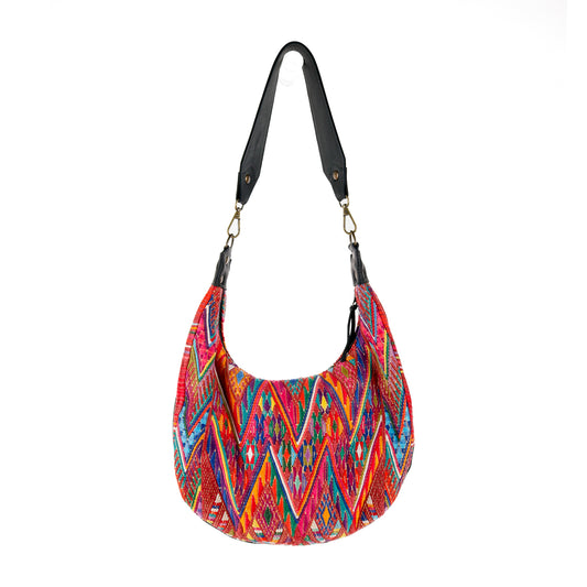 BOHO SADDLE BAG - OOAK HUIPIL - BLACK - NO. 15284