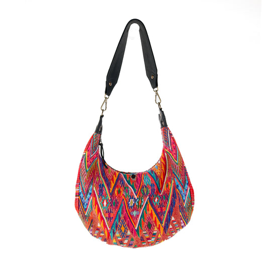 BOHO SADDLE BAG - OOAK HUIPIL - BLACK - NO. 15284