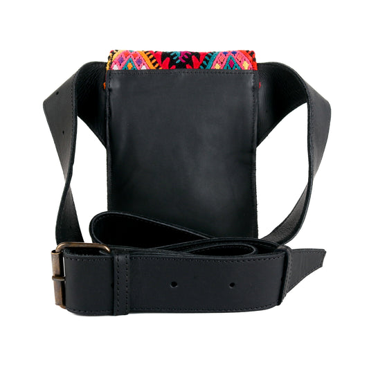 **CLOSEOUT** HIP SATCHEL - OOAK HUIPIL - BLACK - NO. 15309