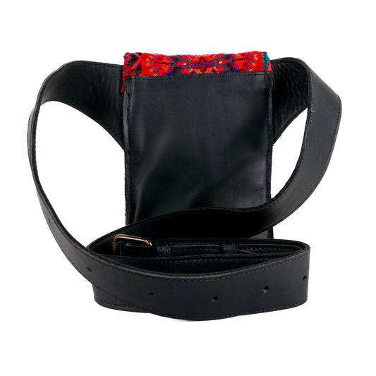 **CLOSEOUT** HIP SATCHEL - OOAK HUIPIL - BLACK - NO. 15312