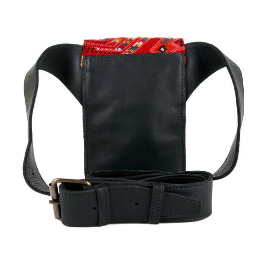 **CLOSEOUT** HIP SATCHEL - OOAK HUIPIL - BLACK - NO. 15314