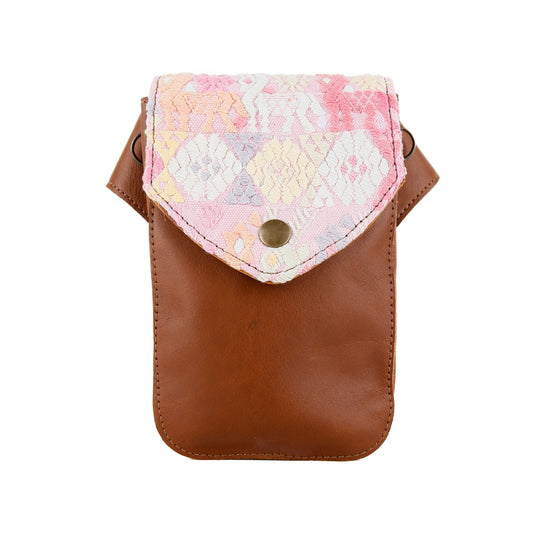 **CLOSEOUT** HIP SATCHEL - OOAK HUIPIL - CAFE - NO. 15334