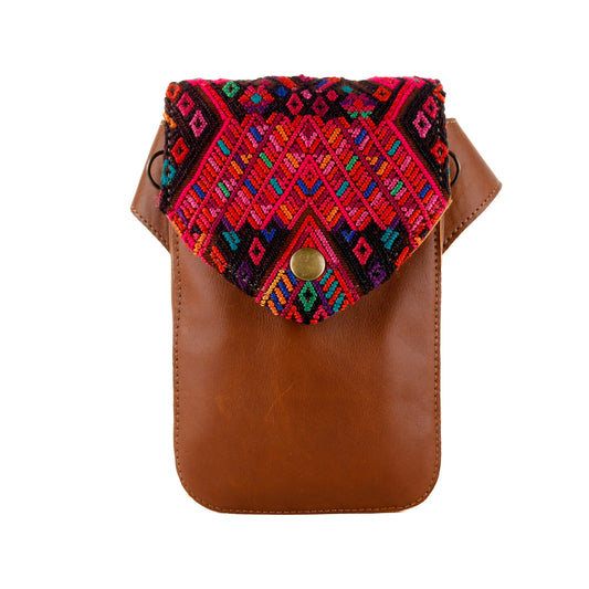 **CLOSEOUT** HIP SATCHEL - OOAK HUIPIL - CAFE - NO. 15339