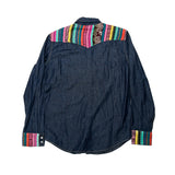 DENIM SHIRT WITH ARTISAN TEXTILE DETAILS - SIZE S - NO. 15343