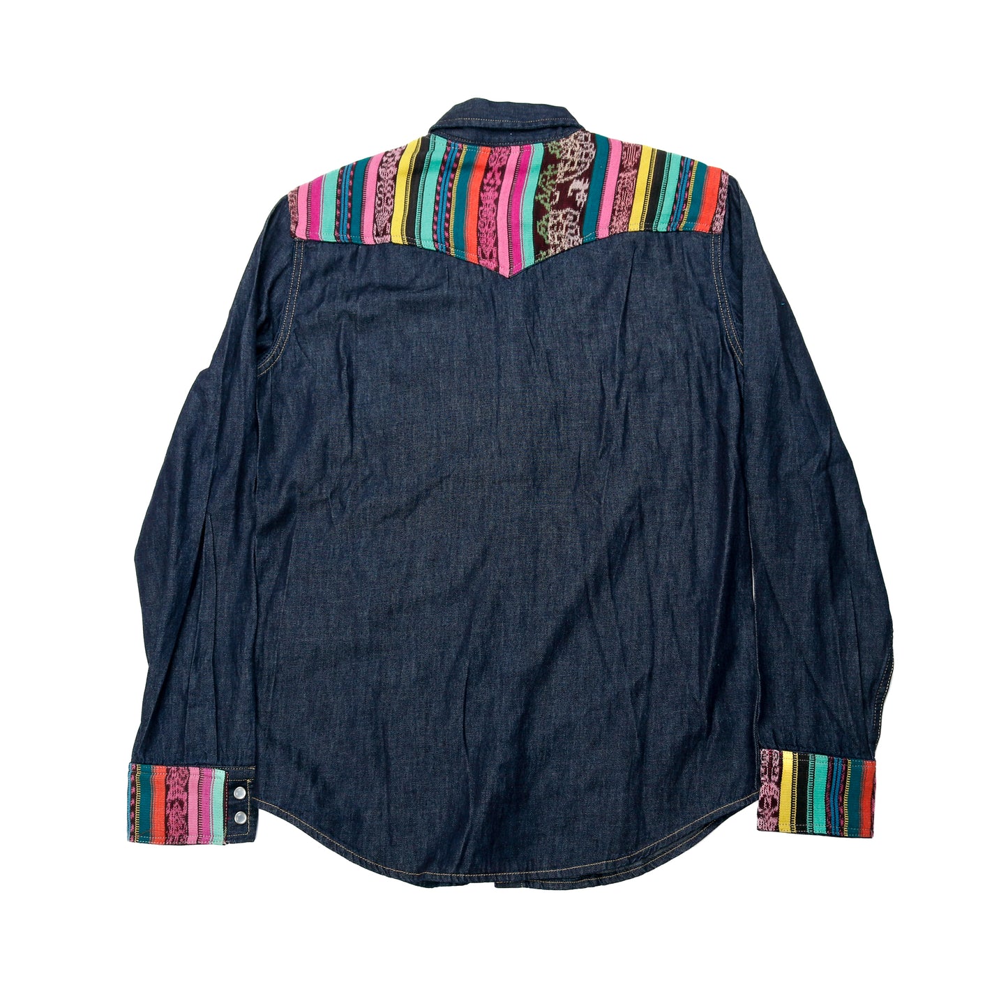 DENIM SHIRT WITH ARTISAN TEXTILE DETAILS - SIZE S - NO. 15343