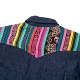 DENIM SHIRT WITH ARTISAN TEXTILE DETAILS - SIZE S - NO. 15343