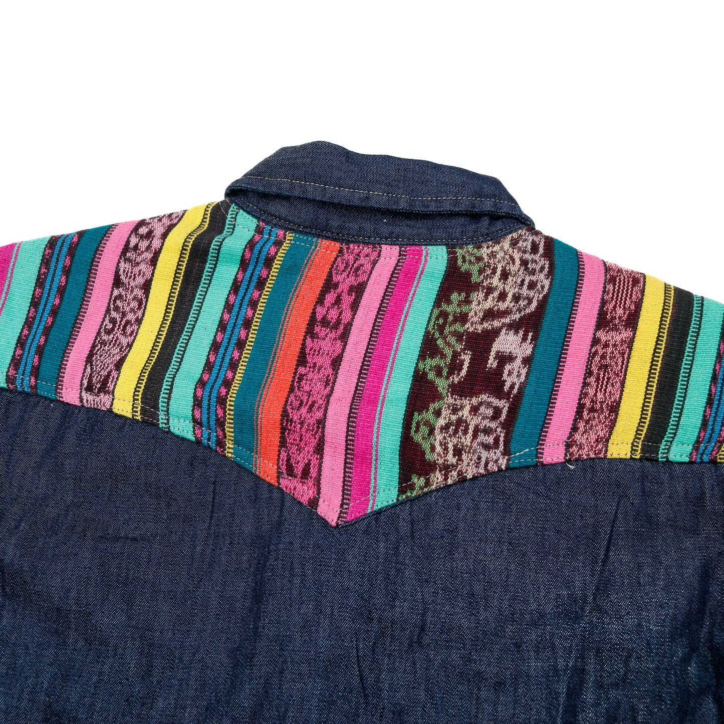 DENIM SHIRT WITH ARTISAN TEXTILE DETAILS - SIZE S - NO. 15343
