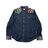 DENIM SHIRT WITH ARTISAN TEXTILE DETAILS - SIZE S - NO. 15343