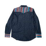 DENIM SHIRT WITH ARTISAN TEXTILE DETAILS - SIZE S - NO. 15344