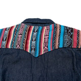 DENIM SHIRT WITH ARTISAN TEXTILE DETAILS - SIZE S - NO. 15344