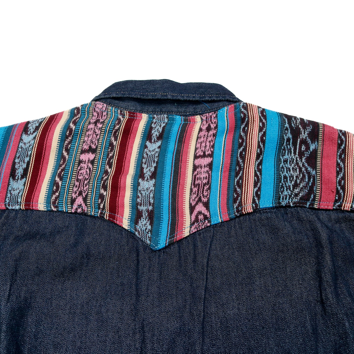 DENIM SHIRT WITH ARTISAN TEXTILE DETAILS - SIZE S - NO. 15344