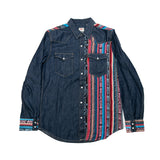 DENIM SHIRT WITH ARTISAN TEXTILE DETAILS - SIZE S - NO. 15344