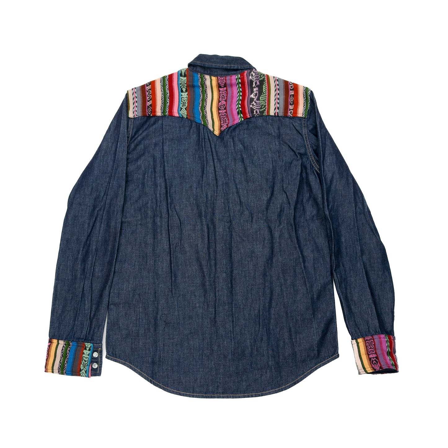 DENIM SHIRT WITH ARTISAN TEXTILE DETAILS - SIZE S - NO. 15345