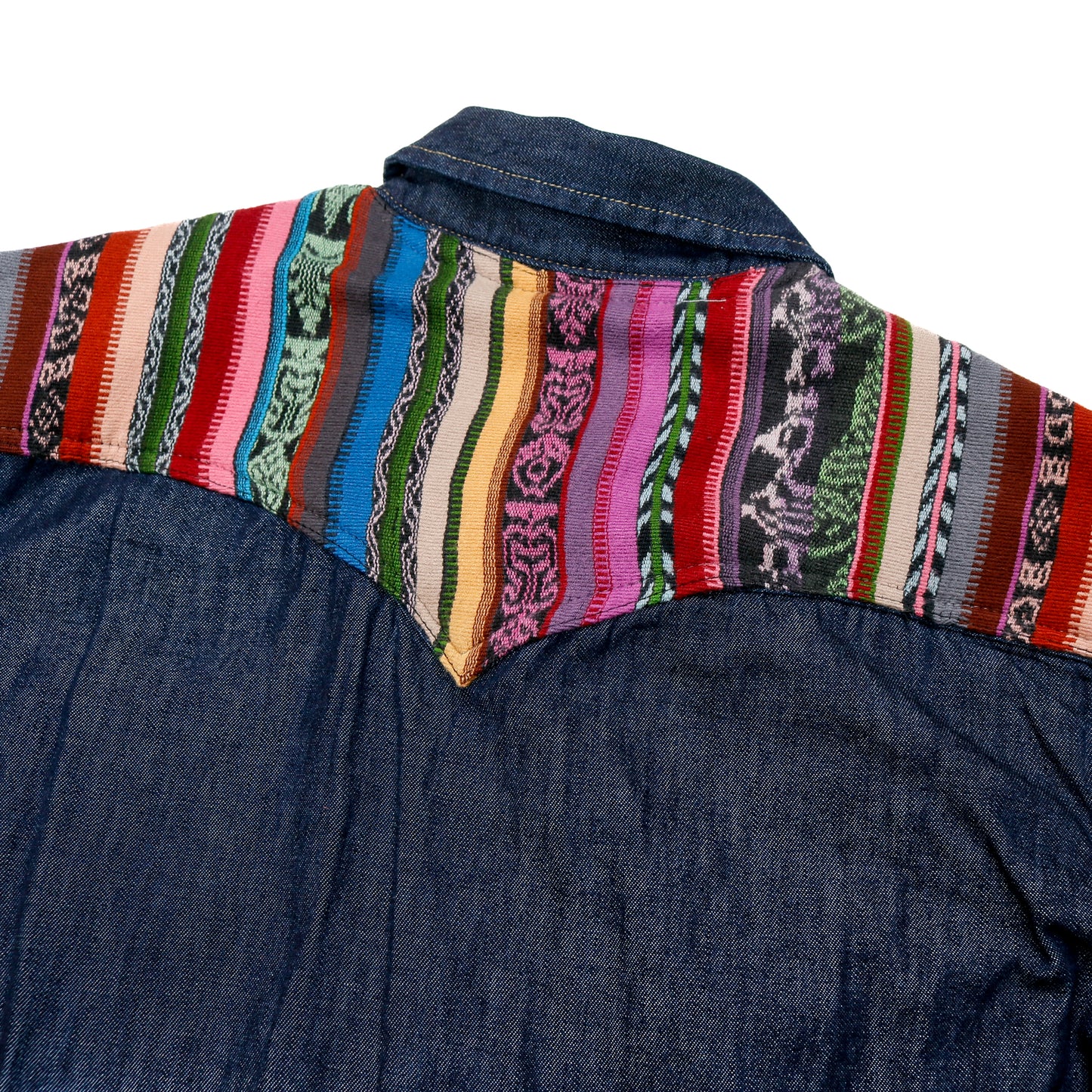 DENIM SHIRT WITH ARTISAN TEXTILE DETAILS - SIZE S - NO. 15345