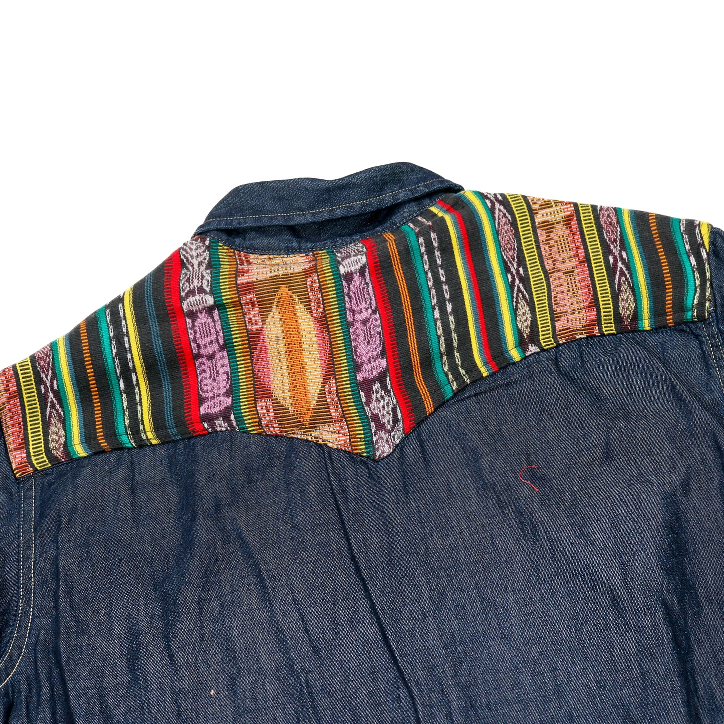 DENIM SHIRT WITH ARTISAN TEXTILE DETAILS - SIZE M - NO. 15346