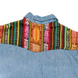 DENIM SHIRT WITH ARTISAN TEXTILE DETAILS - SIZE M - NO. 15347