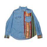 DENIM SHIRT WITH ARTISAN TEXTILE DETAILS - SIZE M - NO. 15347