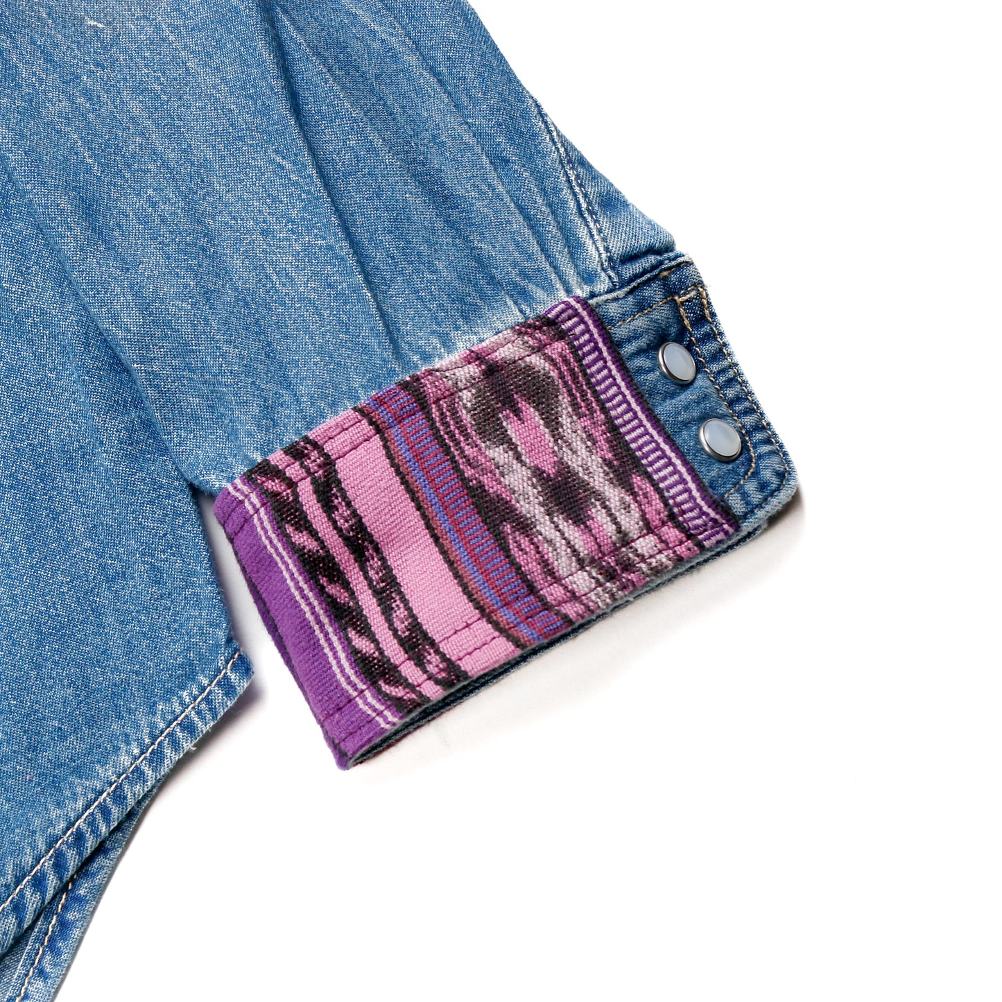 DENIM SHIRT WITH ARTISAN TEXTILE DETAILS - SIZE M - NO. 15348