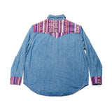 DENIM SHIRT WITH ARTISAN TEXTILE DETAILS - SIZE M - NO. 15348