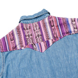 DENIM SHIRT WITH ARTISAN TEXTILE DETAILS - SIZE M - NO. 15348