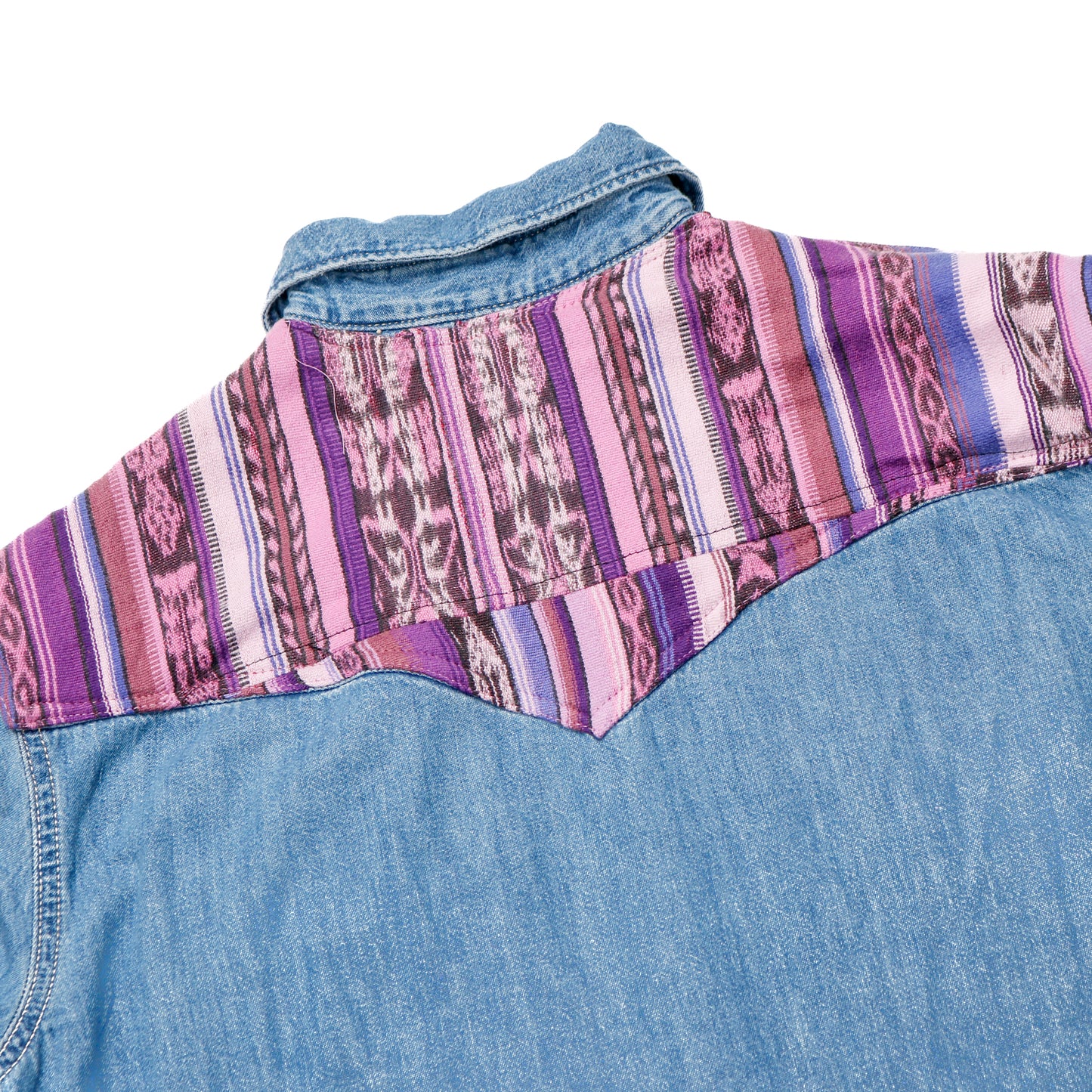 DENIM SHIRT WITH ARTISAN TEXTILE DETAILS - SIZE M - NO. 15348