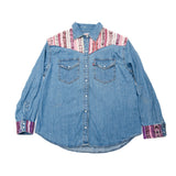 DENIM SHIRT WITH ARTISAN TEXTILE DETAILS - SIZE M - NO. 15348