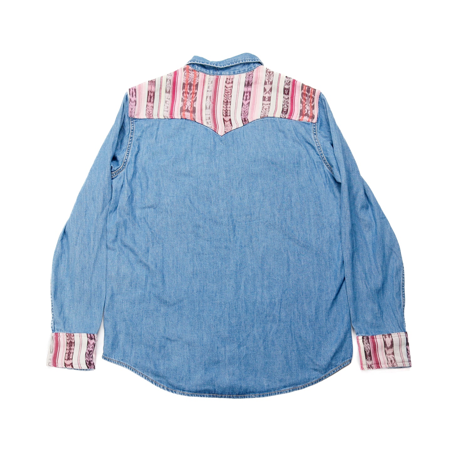DENIM SHIRT WITH ARTISAN TEXTILE DETAILS - SIZE M - NO. 15349