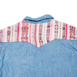 DENIM SHIRT WITH ARTISAN TEXTILE DETAILS - SIZE M - NO. 15349