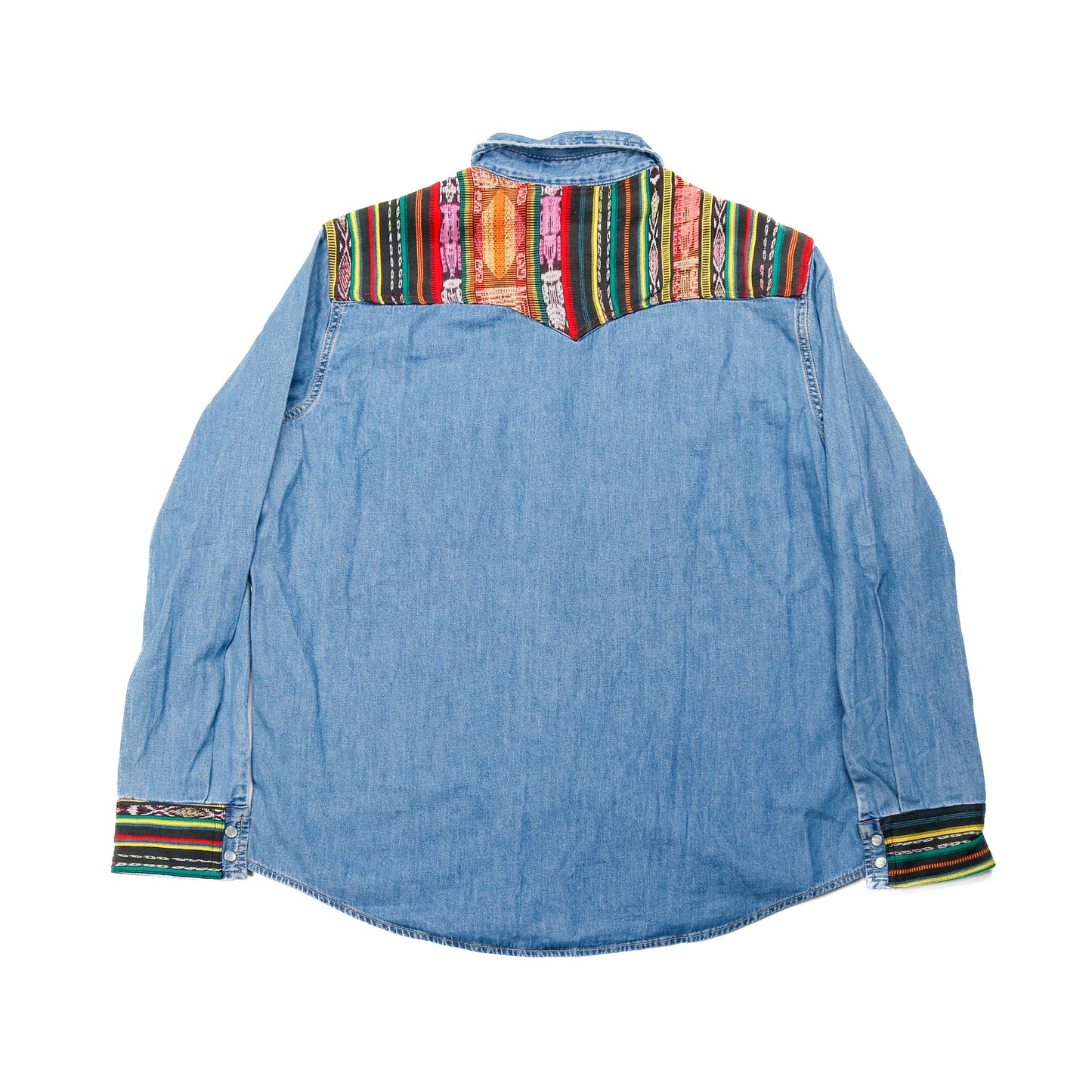 DENIM SHIRT WITH ARTISAN TEXTILE DETAILS - SIZE L - NO. 15350